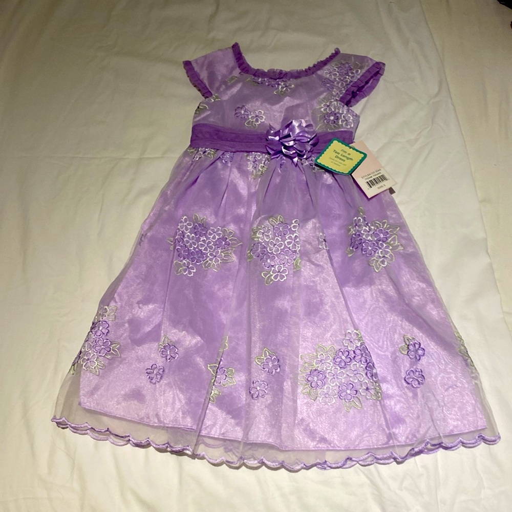 Fona Michelle Tea Length Purple Flower Dress